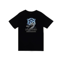 Gül Baskılı Unisex %100 Pamuk Siyah T-shirt SIYAH