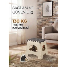 Küçük Sağlam Dayanıklı Kullanışlı Şık Katlanır Tabure Ma084 Bej 1 Adet