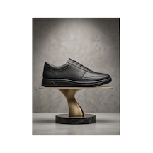 Crc Ayakkabı Büyük Beden Siyah Hakiki Deri Özel Seri Bağcıksız Kolay Giyim Günlük Erkek Sneaker