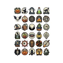 30 Adet Eğlenceli Cadılar Bayramı Sticker Seti - Laptop Defter Telefon İçin Çok Renkli