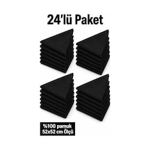 Herşeynota 24 Lü Siyah Düz Fular Seti %100 Pamuk 52x52 Cm Günlük Kullanım Etkinlik Aksesuarı Çok Renkli