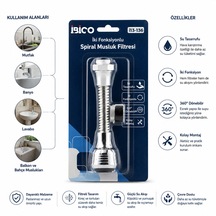12 Adet Musluk Ucu Filtresi 2 Fonksiyonlu Spiralli Yaylı - 360 Derece Dönebilen Başlık 16-19mm Caşlık Çapı 1
