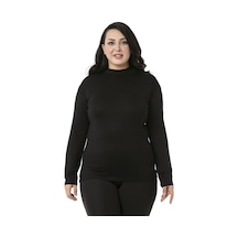 Disentis Büyük Beden Yarım Balıkçı Uzun Kollu Viskon Siyah Body-siyah Siyah