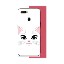 Oppo A5s-ax7-a12 Uyumlu Kedi Yüzü Baskılı Silikon Kılıf Renkli