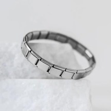 İçi Yazılı Charm Çelik Bileklik Siyah