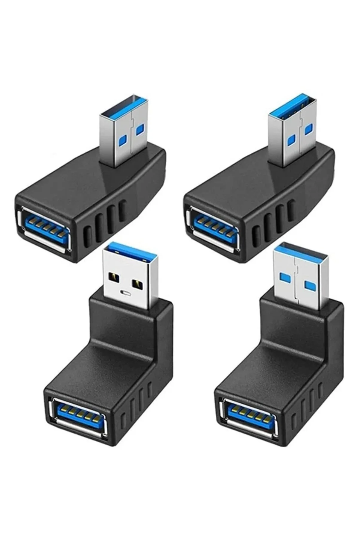 4'lü Paket Usb 3.0 Erkek Dişi Adaptör 90 Derece Sağ-sol-aşağı-yukarı Yüksek Hızlı Usb 3.0 Sürüm