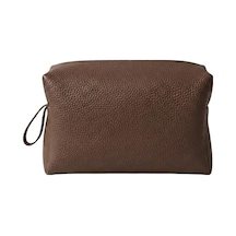Deri Erkek Bakım Çantası Seyahat Organizeri Tıraş Çantası, Kişisel Bakım Ve Kozmetik Düzenleyici, Fermuarlı Geniş Hacimli Dopp Kit Kahverengi