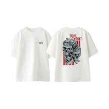 Thewert The Evil Within 2 Tasarım Sırt Baskılı Pamuk Beyaz Oversize T-shirt