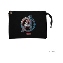 Avengers Red Line Metal Logo Siyah Clutch Astarlı Cüzdan / El Çantası