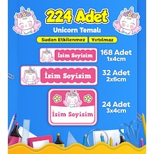 Unicorn Temalı Okul Kreş Kişiye Özel İsim Etiket Seti - Model 123 Çok Renkli