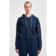 Lescon Kadın Fermuarlı Kapüşonlu Sweatshirt 25n-2113 Lacivert