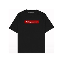 Startmore Kadın Artrepreneur Baskılı Oversize Bisiklet Yaka Tshirt Siyah