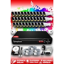 Bayicam 32 Kameralı Süper 32 Dış Kamera Set 250 GB 5 MP 2K Renkli Gece Görüşlü Güvenlik Kamerası Sistemi