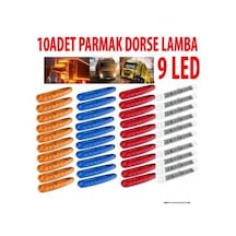 10 Adet 9 Ledli Parmak Led Dorse Lamba 12V-24V 5 Farklı Renk Turuncu