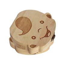 Geeroyoo Bebek Diş Saklama Kutusu - Ahşap Yapı, Erkek/kız Seçenekli, İngilizce Versiyon, 13x13x3.5cm