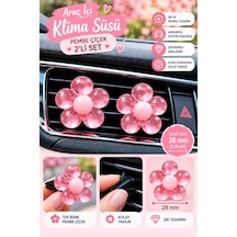 Pembe Çiçek 2 Li Set Araç İçi Klima Süsü Pembe Göbekli Dekoratif Havalandırma Süsü
