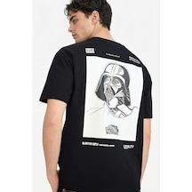 Defacto Star Wars Boxy Fit Bisiklet Yaka Sırt Baskılı Kısa Kollu Tişört F8140ax26spbk81 Siyah-bk81