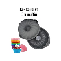 Ckm Silikon Silikon Kek Kalıbı Ve 6 Lı Muffin Kek Kalıbı İkilisi Gri Diğer