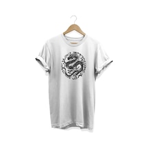 Ejder Baskılı Beyaz T-shirt Beyaz