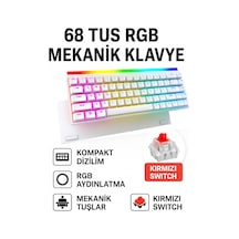68 Tuş Red Switch Rgb Mekanik Oyuncu Klavyesi Hot Swapple , Renkli Aydınlatma Gaming Keyboard