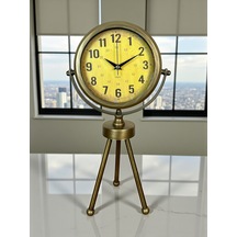 Retro Antique Üç Ayaklı Metal Eskitme Masa Saati Renkli
