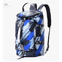 Büyük Kapasiteli Omuz Seyahat Spor Çantası Mavi - Gri