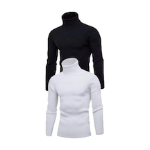 2 Adet Unisex Kaşkorse Boğazlı Full Likralı Fitilli Body Kazak Çok Renkli