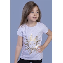 Toontoy Kids Toontoy Kız Çocuk Güneş Varaklı Tişört Gri Melanj