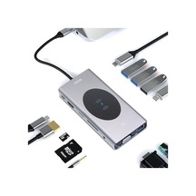 Yerleştirme İstasyonu Usb C Hub 13'ü 1 Arada Kablosuz Şarj İstasyonu, Usb C - Hdmı, Ethernet, Vga, 5 Usb Ve Sd/tf, 100w Pd, 3,5 Mm Ses