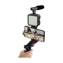 Profesyonel Vlogging Seti Video Kiti Tripod Mikrofon Led Işık Telefon Tutucu Kumandalı Selfie Vlog Tiktok Youtube