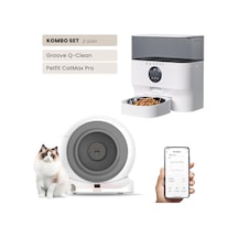 Groove Q-clean Wi-fi Akıllı Kedi Tuvaleti Gri + Petfit Catmax Pro 5l Wi-fi Kameralı Akıllı Otomatik Mama Kabı Besleme Ünitesi Bundle