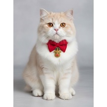 Yılbaşı Geyiği Kedi Papyon Tasması Kırmızı Fiyonk Boyun Aksesuarı Noel Temalı Kedi Süsü