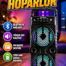 1200 Mah Şarjlı Bluetooth Hoparlör Led Işıklı, Fm Radyo, Usb Ve Hafıza Kartı Destekli