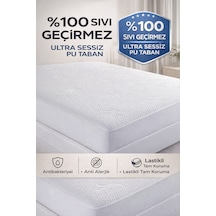 Ultra Sessiz Su Geçirmez Pu Taban Yatak Alezi Anti-bakteriyel, Sessiz, Kaymaz, Tek Kişilik Tüm Ölçüler Beyaz