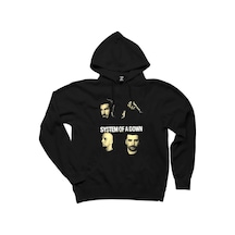 System of a Down Grup Face Siyah Kapşonlu Sweatshirt Hoodie Siyah