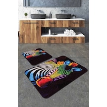 Renkli Hayvan Temalı Banyo Halısı Klozet Paspas Seti Bs309n11 Çok Renkli