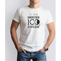 Bk Gift 29 Ekim Tasarımlı Erkek Beyaz T-shirt-10 Trend Tişört Çok Renkli