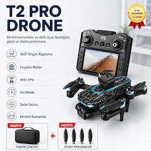 T2 Pro Drone 4k Üç Kameralı Gps Wifi Fpv 360 Engel Algılama Büyük Ekran Kumandalı Katlanabilir Drone-1597
