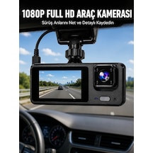 3 Kanallı Araç Kamerası Full Hd 1080p Kayıt, 2 Ekran, Park Gözetimi Desteği Yeni Nesil 18757460