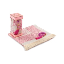 Seccadeli Inci Tesbihli Pencereli Kutulu Set Pembe Renk