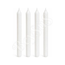 Beyaz Uzun Şamdan Mumu 25 Cm - Yılbaşı Ve Romantik Yemek Masası Mumu 4 Adet