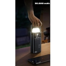 30.000 Mah 22.5w 2xusb 2xtype-c Çıkış Hızlı Şarj Çoklu Kablolu Powerbank Kamp Işık Fener Güç Bankası Siyah