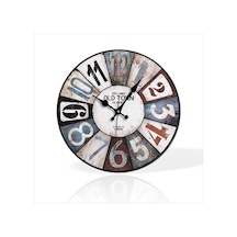 Büyük 35 Cm Yuvarlak Dart Hedef Tahtası Desenli Duvar Saati Çok Renkli