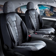 Renault Duster İle Uyumlu Lüx Deri Detaylı Keten Oto Koltuk Kılıfı Ön Arka Takım Vista Serisi Siyah
