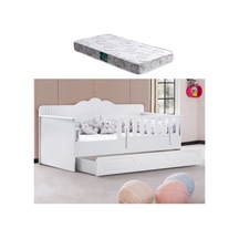 Yavrulu Karyola, Flower Yavrulu Montessori Karyola - Gri + 1 Adet Comfort Yatak Beyaz-90 X 190