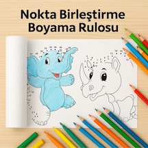 Hayvanlar Dünyası Nokta Birleştirme Boyama Rulosu 5 Metrelik Çocuk Aktivite Kağıdı Eğitici Ve Eğlenceli Boyama Rulosu