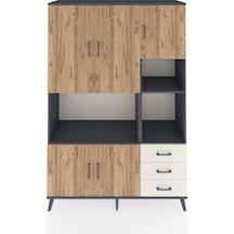 Hyperion Dolap 9 Raflı 3 Çekmeceli 5 Kapaklı 132x44x195 Antra... Antrasit