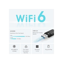 Archer Tx50u Ax3000 Wi-fi 6 Kablosuz Usb Adaptör 3000 Mbps Çift Bant Hız Usb 3.0 Dahili Sürücü Tak Çalıştır Wpa3 Güvenlik Mu-mımo & Ofdma Masaüstü Ve Laptop Uyumlu Alıcı