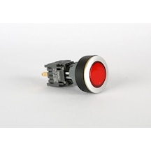 Ø16 mm - Ø22 mm Kırmızı  Yuvarlak Ledli Kalıcı Buton 24VAC/DC 1NO