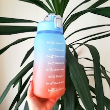 2 Litre Mavi Kapaklı Motivasyonlu Tritan Spor Salonu Şişesi Su M